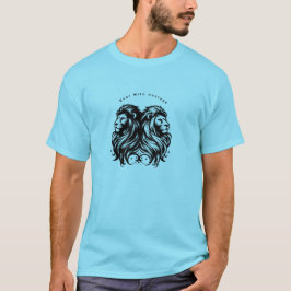 Titel: Blue T - Shirt mit Twin Lions und "Roar wit