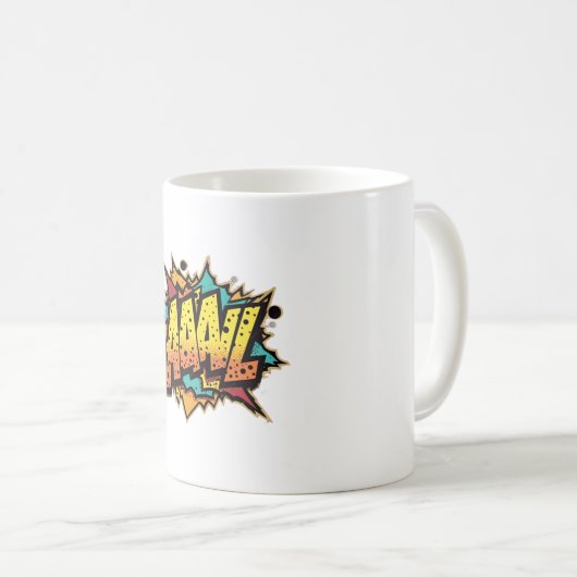 Titel: "Comic Book Burst: AAAL! Pop Art Kaffeetasse (VorderseiteRechts)