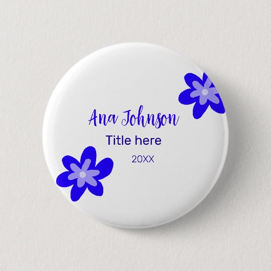 Titel des Doodle-Namens "Blaue Blume" Jahr 20XX Button (Vorderseite)
