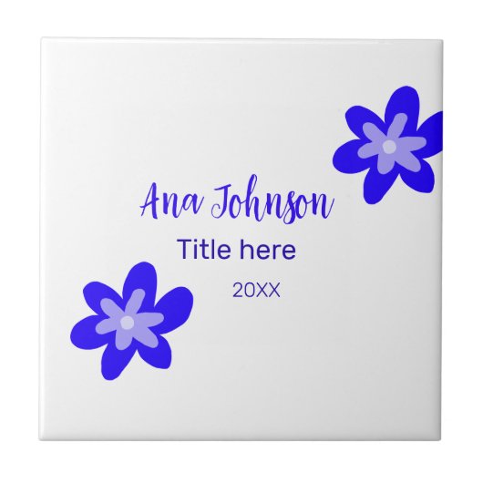 Titel des Doodle-Namens "Blaue Blume" Jahr 20XX Fliese (Vorderseite)