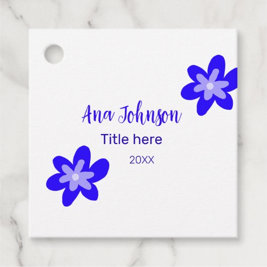 Titel des Doodle-Namens "Blaue Blume" Jahr 20XX Geschenkanhänger (Vorderseite)