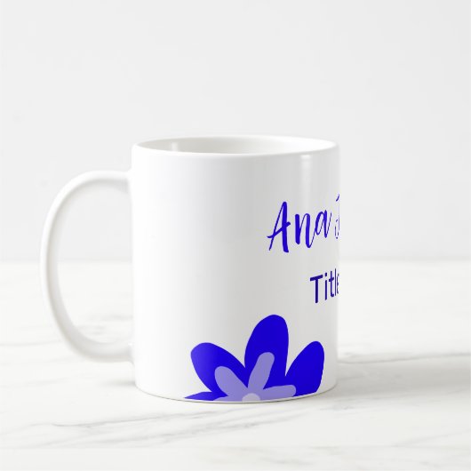 Titel des Doodle-Namens "Blaue Blume" Jahr 20XX Kaffeetasse (Links)