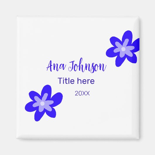 Titel des Doodle-Namens "Blaue Blume" Jahr 20XX Magnet (Vorne)