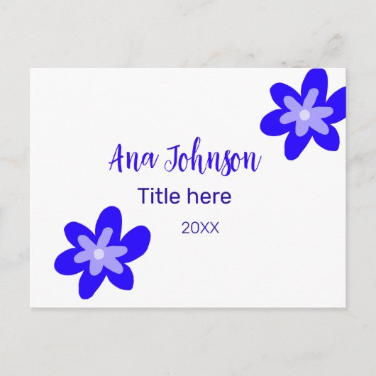 Titel des Doodle-Namens "Blaue Blume" Jahr 20XX Postkarte (Vorderseite)