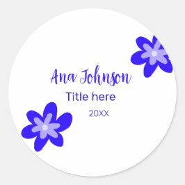 Titel des Doodle-Namens "Blaue Blume" Jahr 20XX Runder Aufkleber