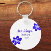 Titel des Doodle-Namens "Blaue Blume" Jahr 20XX Schlüsselanhänger (Rückseite)