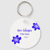 Titel des Doodle-Namens "Blaue Blume" Jahr 20XX Schlüsselanhänger (Rückseite)