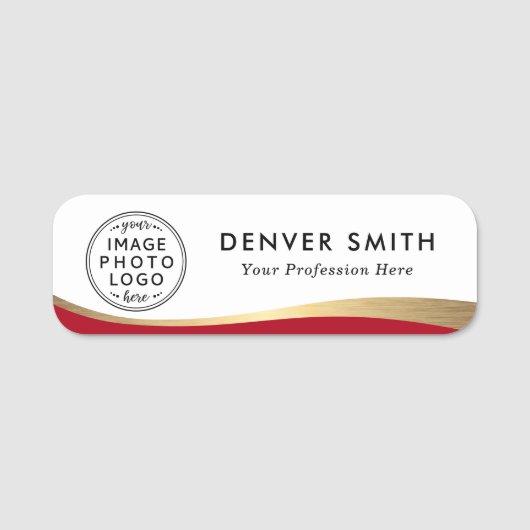 Titel des Logos Rote Imitat Goldener Farbverlauf Namensschild (Vorderseite)