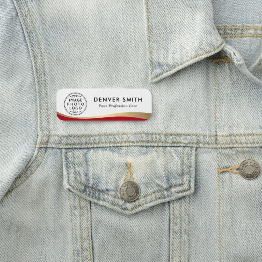 Titel des Logos Rote Imitat Goldener Farbverlauf Namensschild (Beispiel)