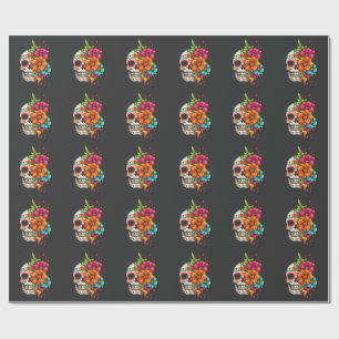 Titel: Día de los Muertos Blumenschädel Geschenkpapier