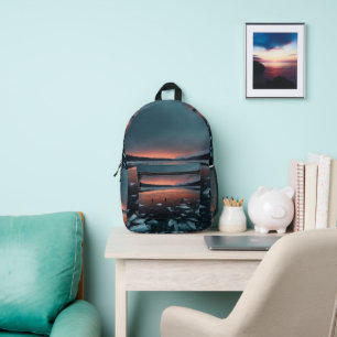 🌅 Titel Dunkler Ozean-Sonnenuntergang – Schöne Äs Bedruckter Rucksack