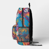 Titel: Farbenfrohe Dinosaurier-Regenbogen Bedruckter Rucksack (Rechts)