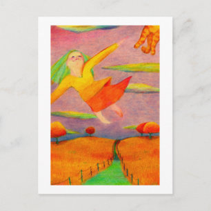 Titel: Flying Girl ~ Spaß PERSONALISIERTE Kunst Postkarte
