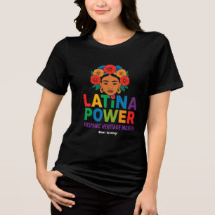 Titel: Frauen Latina Power Blume Hispanic Monat Tri-Blend Shirt