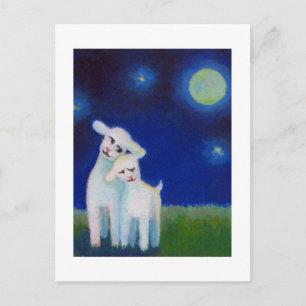 Titel:  Full Moon Sweethearts - Lämmer Schafe Lieb Postkarte