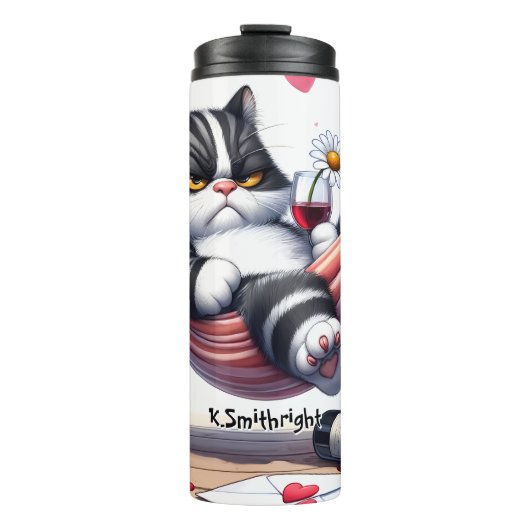 Titel: Grumpy Cat in Hammock with Wine Thermosbecher (Vorderseite)