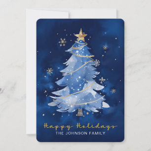 Titel: Happy Holidays Elegant Navy Gold Weihnachte Karte