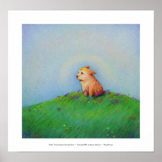 Titel: Himmel - schöner, goldener Welpenhund Poster