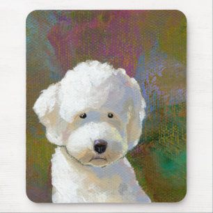 Titel: Ich denke darüber nach - süßer weißer Hund Mousepad
