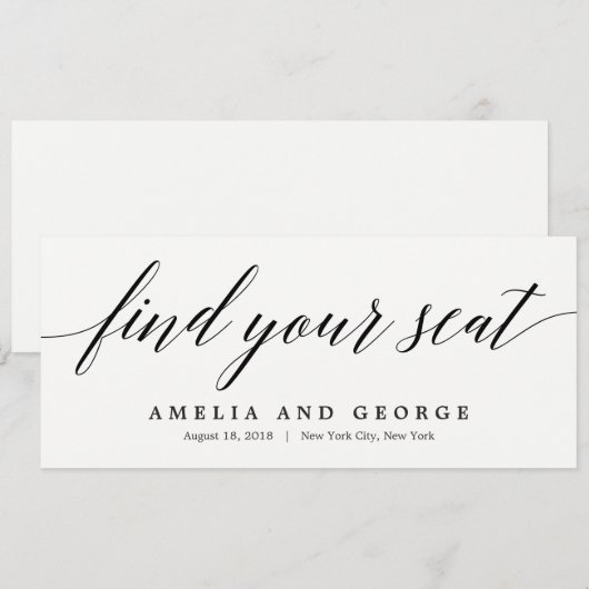 Titel-Karte des Sitzplans - Modernes Skript Einladung (Vorne/Hinten)