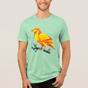 Titel: Lebendiger geometrischer Origami-Gelber Vog Tri-Blend Shirt