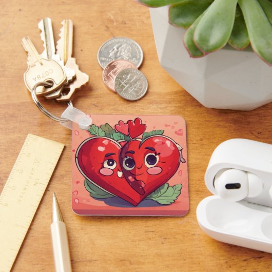 Titel: Linked Hearts" Double Heart Keychain Schlüsselanhänger (Schreibtisch)