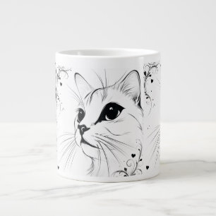 Titel Minimalistische Katzen-Linienkunst-Kaffeetas Jumbo-Tasse