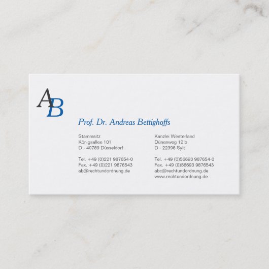 Titel mit Initial Visitenkarte (Vorderseite)