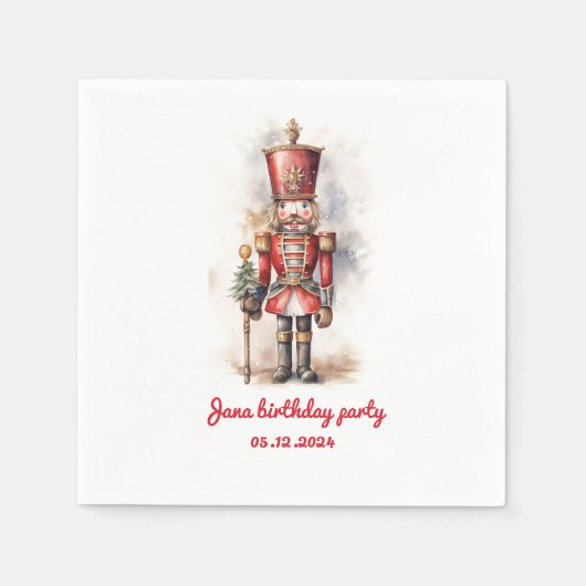 Titel: Nutcracker Red Magical Birthday Party Serviette (Vorderseite)