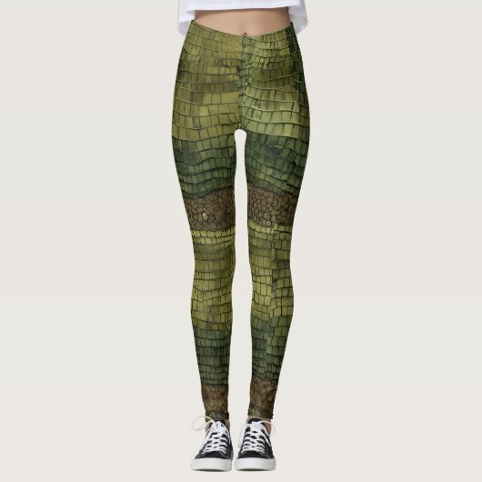 Titel: Onyx Crocodile Paisley Camouflage Leggings (Vorderseite)