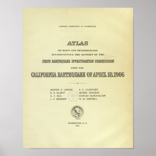 Titel Page Atlas California Erdbeben Poster (Vorne)