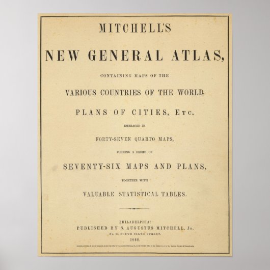 Titel Page Mitchell's neuer allgemeiner Atlas Poster (Vorne)