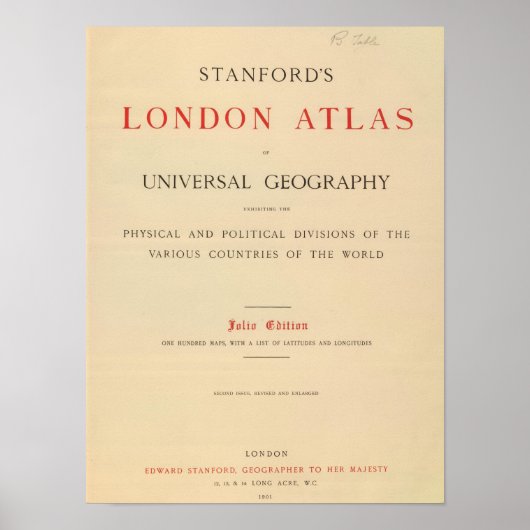 Titel Page Stanfords Londoner Atlas Poster (Vorne)