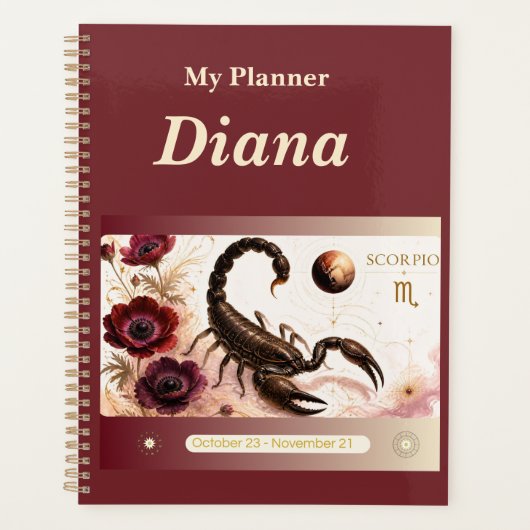 Titel: Personalisierter Skorpion-Sternzeichen-Plan Planer (Vorderseite)