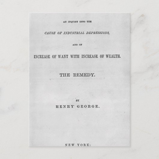Titel "Progress and Poverty" Postkarte (Vorderseite)