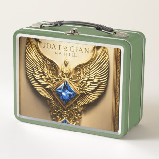 ## Titel: **Regal Eagle: Diamond und Gold Lunchbo Metall Brotdose