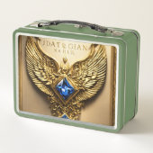 ## Titel: **Regal Eagle: Diamond und Gold Lunchbo Metall Brotdose (Rückseite)