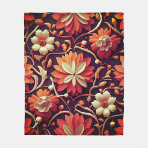 Titel: "Retro Bloom - Nahtloses Muster für Blumen Fleecedecke