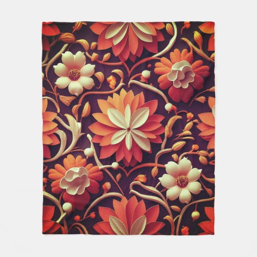 Titel: "Retro Bloom - Nahtloses Muster für Blumen Fleecedecke (Vorderseite)