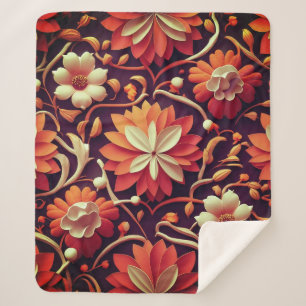 Titel: "Retro Bloom - Nahtloses Muster für Blumen Sherpadecke