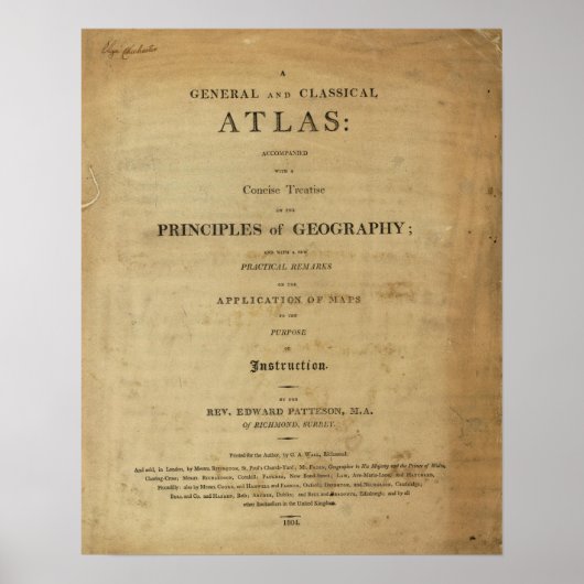 Titel Seite Allgemeines und klassische Atlas Poster (Vorne)