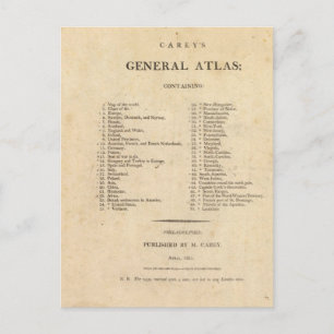 Titel Seite Carey's General Atlas Postkarte