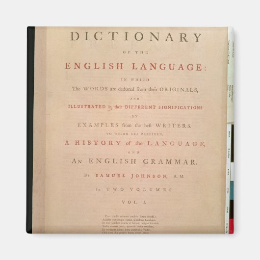 Titel Seite des Volumens I des Englischen Magnet (Vorne)