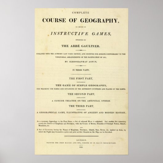 Titel Seite Vollständiger Verlauf der Geografie Poster (Vorne)