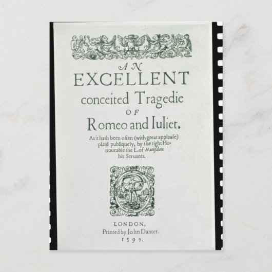 Titel Seite von "Romeo und Julia" Postkarte (Vorderseite)
