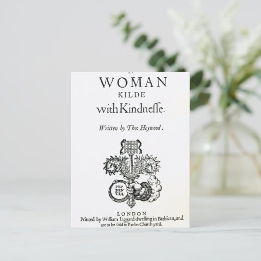 Titel Seite zu "Eine Frau, die mit Freundlichkeit  Postkarte (Stehend Vorderseite)