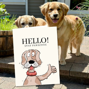 Titel Süße Cartoon-Hund Daumen Hoch-Typografie  Karte