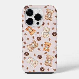 Titel Süßer Kaffee und Donuts Bär Nahtloses Muster iPhone 14 Pro Hülle