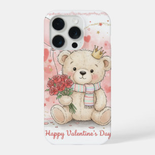 Titel: Süßer Teddybär mit Rosen Frohes Valentinsta iPhone 15 Pro Hülle