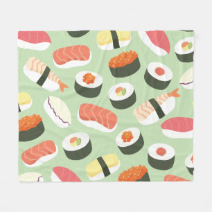 Titel: Süßes japanisches Sushi-Nahtlosmuster Fleecedecke